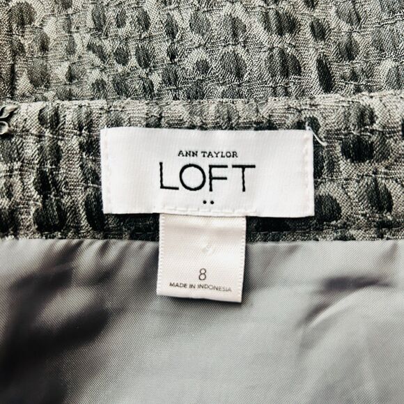 Ann Taylor Skirt Sz 8 Grey Abstract Snake Animal Print Snakeskin Crocodile - Picture 5 of 5